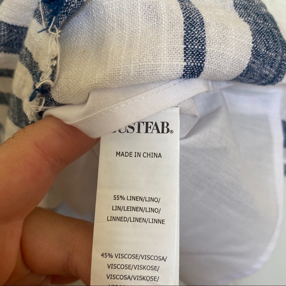 JustFab Linen Blend Blue White Stripe Dress Small - Picture 8 of 9